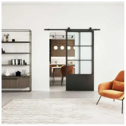 HomingXL Stalen schuifdeur - Loft - 6 vaks helder glas - kickplate - 235 x 100 cm