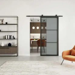 Sale HomingXL Stalen schuifdeur - Loft - 3 vaks rookglas - 235 x 100 cm