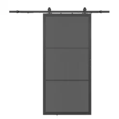 New HomingXL Stalen schuifdeur - Loft - 3 vaks rookglas - 215 x 100 cm