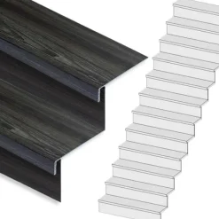 Stepwood Traprenovatie set - rechte trap - 12 treden SPC toplaag Antraciet incl. stootborden