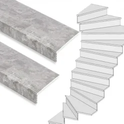 Hot Stepwood Traprenovatie set - 2 kwart draai - 16 treden SPC toplaag Beton grijs