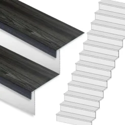 Discount Stepwood Traprenovatie set - rechte trap - 13 treden SPC toplaag Antraciet incl. witte stootborden