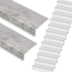 Clearance Stepwood Traprenovatie set - rechte trap - 13 treden SPC toplaag Beton grijs