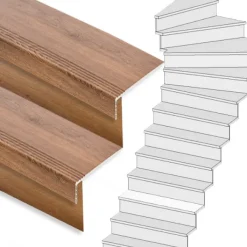 Sale Stepwood Traprenovatie set - 1 kwart draai - 13 treden SPC toplaag Bruin eiken incl. stootborden