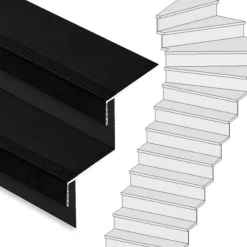 New Stepwood Traprenovatie set - 1 kwart draai - 16 treden SPC toplaag Zwart incl. stootborden