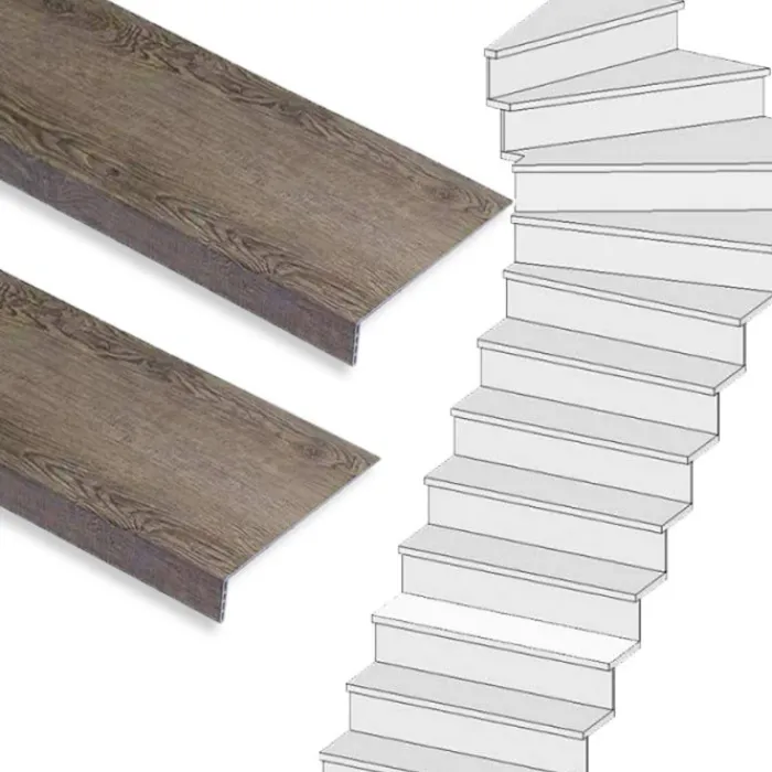 Outlet Stepwood Traprenovatie set - 1 kwart draai - 14 treden SPC toplaag Verweerd eiken