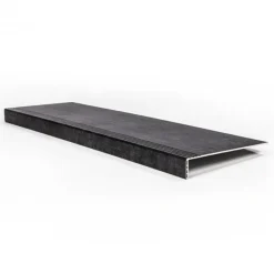 Outlet Stepwood Traprenovatie set - rechte trap - 13 treden SPC toplaag Beton zwart incl. stootborden