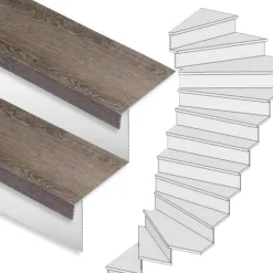 Sale Stepwood Traprenovatie set - 2 kwart draai - 12 treden SPC toplaag Verweerd eiken incl. witte stootborden