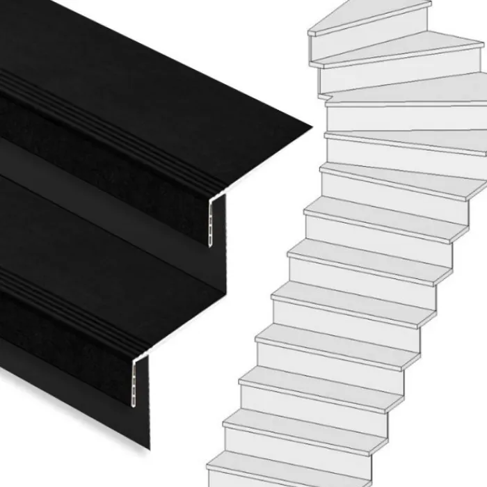 New Stepwood Traprenovatie set - 1 kwart draai - 14 treden SPC toplaag Zwart incl. stootborden