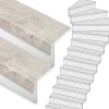 Online Stepwood Traprenovatie set - 1 kwart draai - 15 treden SPC toplaag Beton Taupe incl. witte stootborden