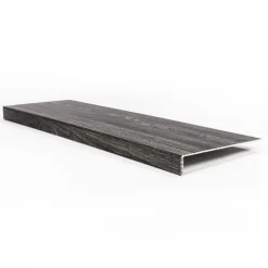 Sale Stepwood Traprenovatie set - 1 kwart draai - 15 treden SPC toplaag Antraciet incl. witte stootborden