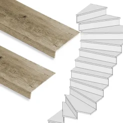 Hot Stepwood Traprenovatie set - 2 kwart draai - 15 treden SPC toplaag Rustiek eiken