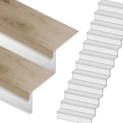 Outlet Stepwood Traprenovatie set - rechte trap - 15 treden SPC toplaag Natuur Eiken incl. witte stootborden