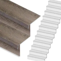 Stepwood Traprenovatie set - rechte trap - 14 treden SPC toplaag Verweerd eiken incl. stootborden