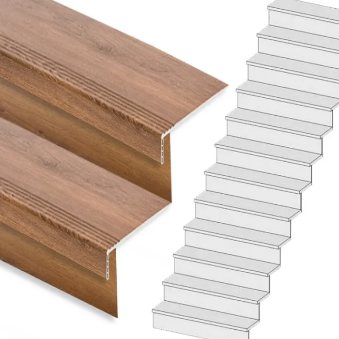 Online Stepwood Traprenovatie set - rechte trap - 12 treden SPC toplaag Bruin eiken incl. stootborden