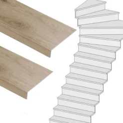 Outlet Stepwood Traprenovatie set - 1 kwart draai - 14 treden SPC toplaag Natuur Eiken