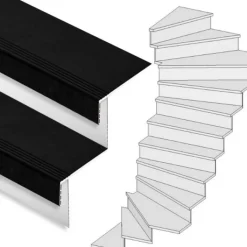 New Stepwood Traprenovatie set - 2 kwart draai - 13 treden SPC toplaag Zwart incl. witte stootborden