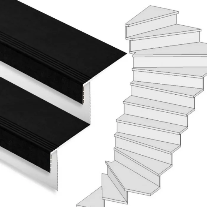 New Stepwood Traprenovatie set - 2 kwart draai - 13 treden SPC toplaag Zwart incl. witte stootborden