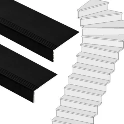 Clearance Stepwood Traprenovatie set - 1 kwart draai - 14 treden SPC toplaag Zwart