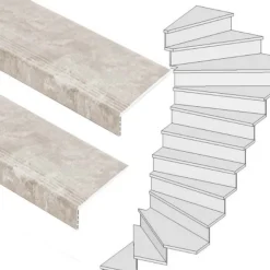 Discount Stepwood Traprenovatie set - 2 kwart draai - 15 treden SPC toplaag Beton Taupe