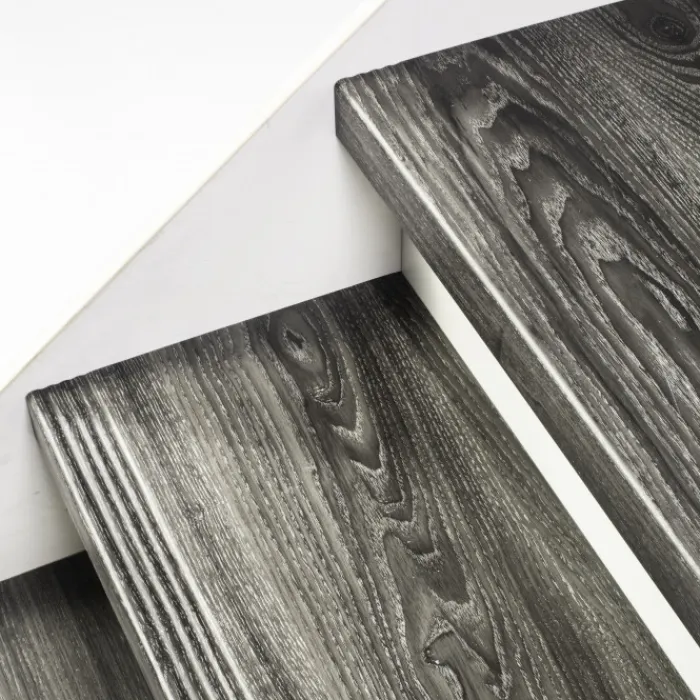 Online Stepwood Traprenovatie set - rechte trap - 14 treden SPC toplaag Antraciet incl. witte stootborden