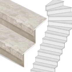 Hot Stepwood Traprenovatie set - 1 kwart draai - 15 treden SPC toplaag Beton Taupe incl. stootborden