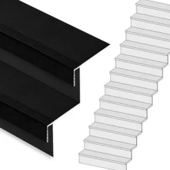 Stepwood Traprenovatie set - rechte trap - 14 treden SPC toplaag Zwart incl. stootborden