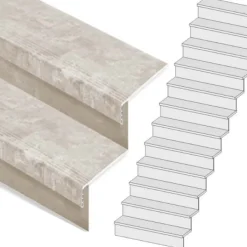 Clearance Stepwood Traprenovatie set - rechte trap - 12 treden SPC toplaag Beton Taupe incl. stootborden