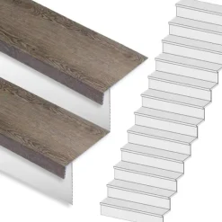 Outlet Stepwood Traprenovatie set - rechte trap - 16 treden SPC toplaag Verweerd eiken incl. witte stootborden