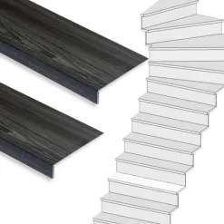 Outlet Stepwood Traprenovatie set - 1 kwart draai - 14 treden SPC toplaag Antraciet