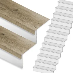 Online Stepwood Traprenovatie set - rechte trap - 16 treden SPC toplaag Rustiek eiken incl. witte stootborden