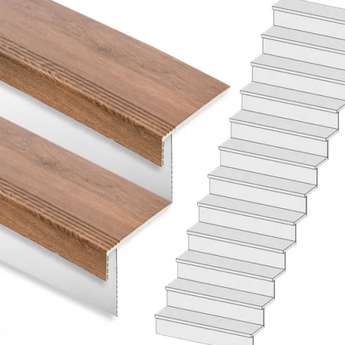 Hot Stepwood Traprenovatie set - rechte trap - 15 treden SPC toplaag Bruin eiken incl. witte stootborden