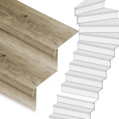 Discount Stepwood Traprenovatie set - 1 kwart draai - 16 treden SPC toplaag Rustiek eiken incl. stootborden