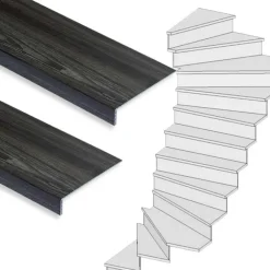 Best Stepwood Traprenovatie set - 2 kwart draai - 13 treden SPC toplaag Antraciet