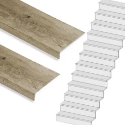Outlet Stepwood Traprenovatie set - rechte trap - 14 treden SPC toplaag Rustiek eiken