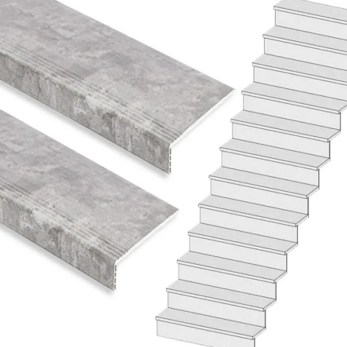 Online Stepwood Traprenovatie set - rechte trap - 16 treden SPC toplaag Beton grijs