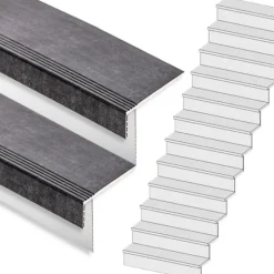 Best Stepwood Traprenovatie set - rechte trap - 15 treden SPC toplaag Beton zwart incl. witte stootborden