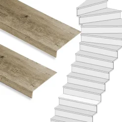 Sale Stepwood Traprenovatie set - 1 kwart draai - 14 treden SPC toplaag Rustiek eiken