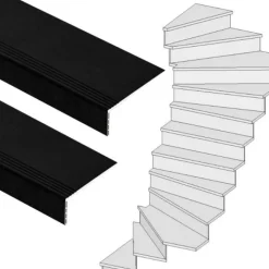 Stepwood Traprenovatie set - 2 kwart draai - 14 treden SPC toplaag Zwart