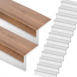 Hot Stepwood Traprenovatie set - rechte trap - 16 treden SPC toplaag Bruin eiken incl. witte stootborden