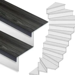 Best Stepwood Traprenovatie set - 2 kwart draai - 13 treden SPC toplaag Antraciet incl. witte stootborden