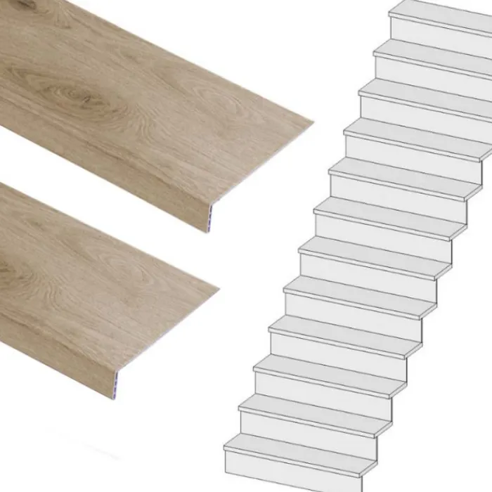 New Stepwood Traprenovatie set - rechte trap - 12 treden SPC toplaag Natuur Eiken