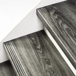 Online Stepwood Traprenovatie set - 2 kwart draai - 15 treden SPC toplaag Antraciet incl. witte stootborden