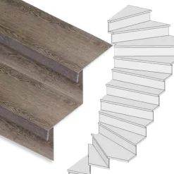 Clearance Stepwood Traprenovatie set - 2 kwart draai - 14 treden SPC toplaag Verweerd eiken incl. stootborden