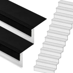 Best Stepwood Traprenovatie set - rechte trap - 15 treden SPC toplaag Zwart incl. witte stootborden