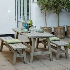 Hot Plus Danmark Tafel vuren - Country gegrond grijsbruin 75 x 177 x 72 cm