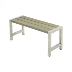 Sale Plus Danmark Tuinbank vuren Café - Hout & Staal gegrond grijsbruin - 38 x 127 x 45 cm
