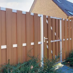 Clearance Elephant Tuindeur composiet Design Bruin met blank aluminium frame compleet (90 x 180 cm)