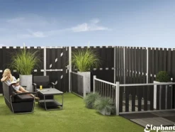 Sale Elephant Tuindeur composiet Design Antraciet met blank aluminium frame compleet (90 x 180 cm)