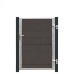 Sale Plus Danmark Tuindeur composiet Futura antraciet in stalen frame rechts met zwart/grijze palen (115 x 145 cm)